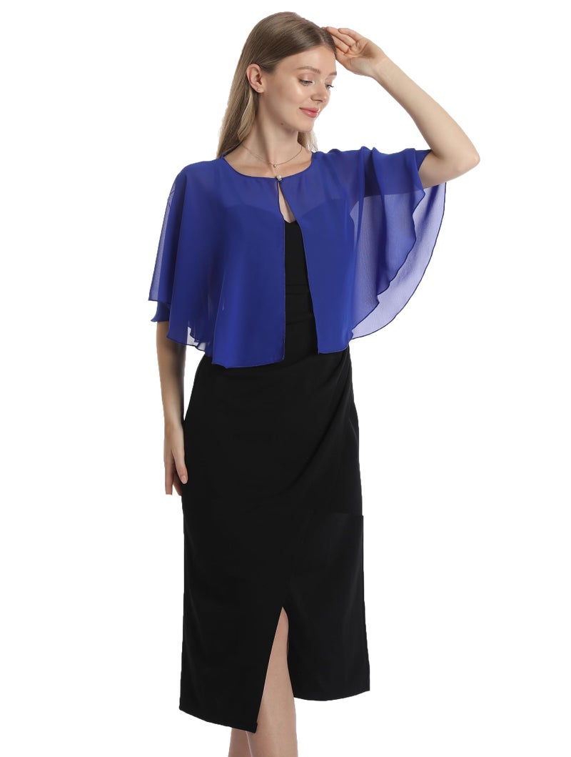 Hotshawl كابليت شيفون هوتشول للنساء - أغطية ووشاح ولفافات ناعمة لفستان المساء وزفاف (أزرق ملكي) - Image 4